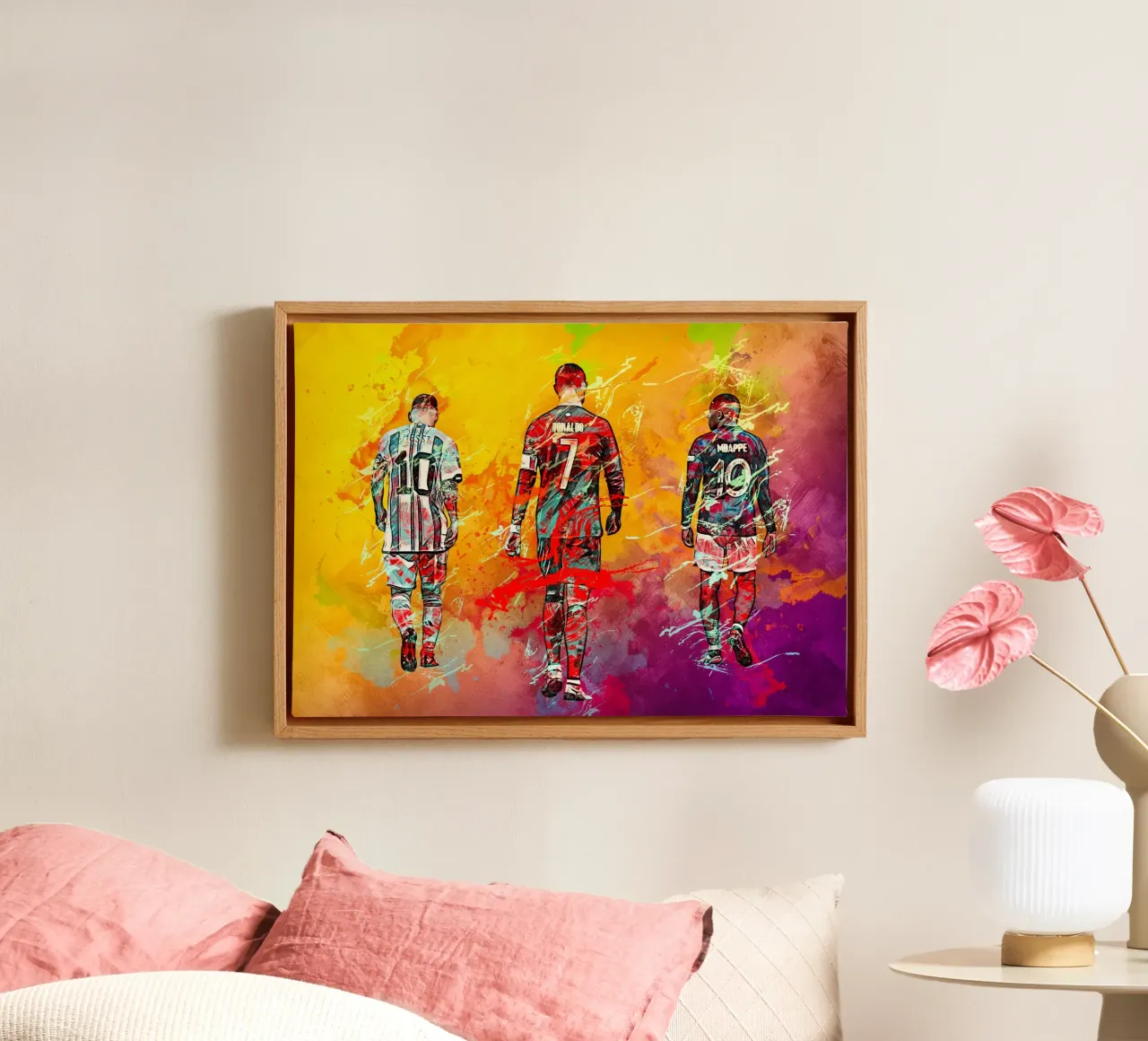 Ronaldo Messi Mbappe canvas met Baklijst van tenten