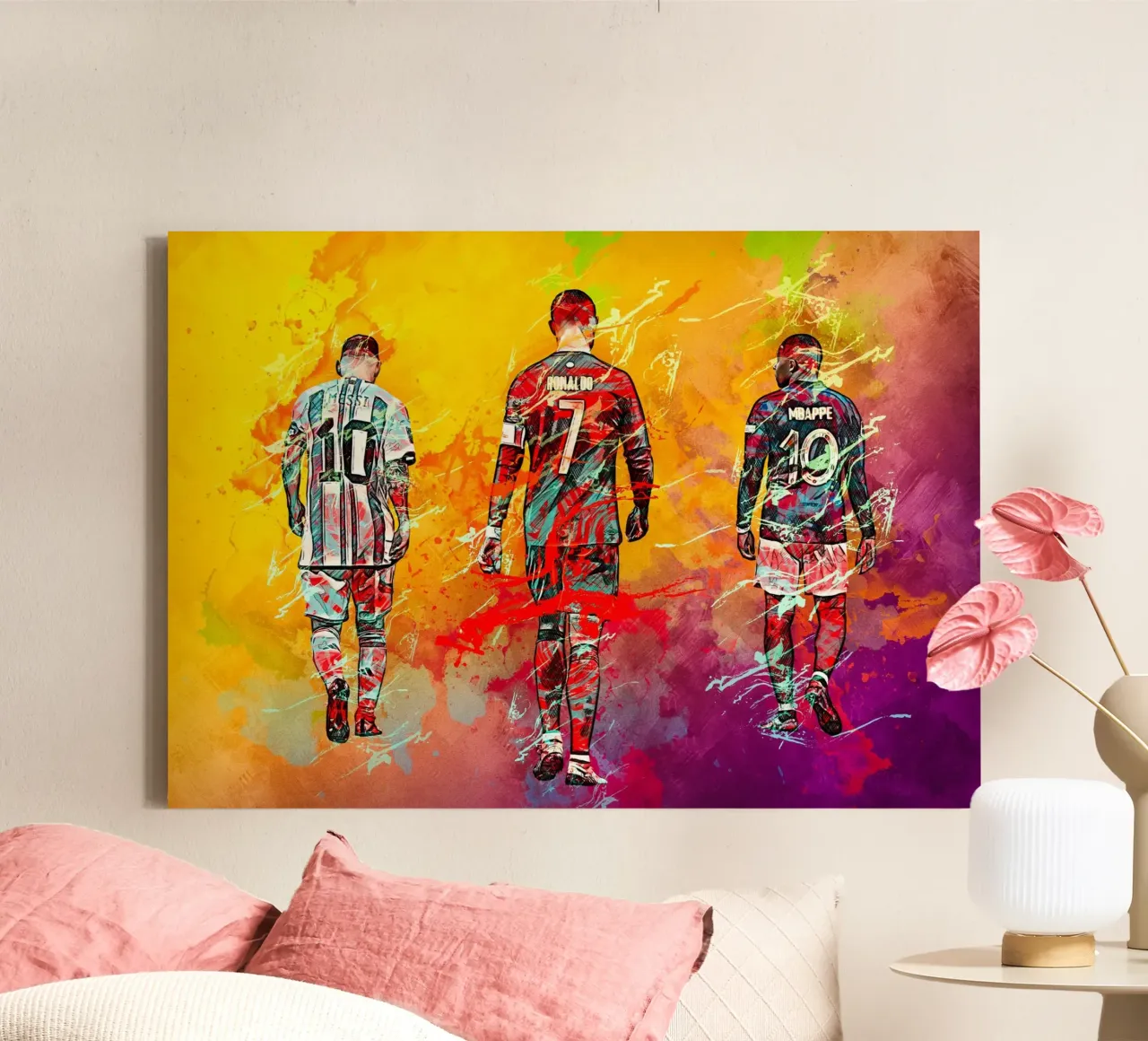 Ronaldo Messi Mbappe canvas met Baklijst van tenten