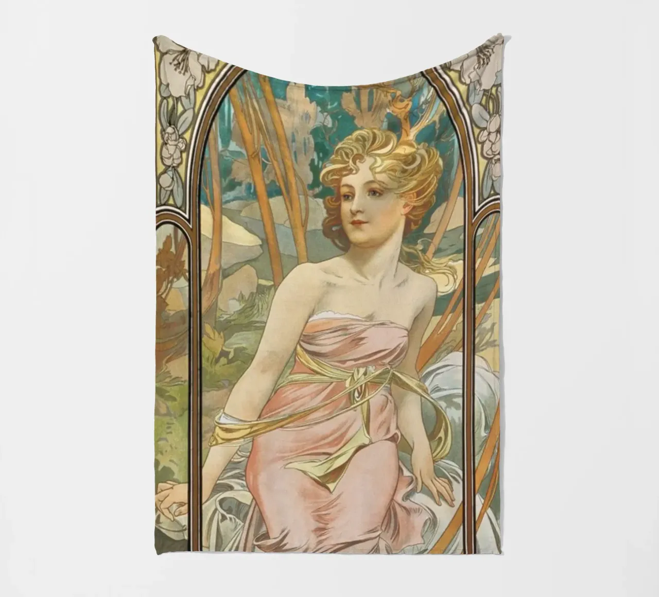 Alfons Mucha - Risveglio mattutino coperta in pile da ARTOTHEK