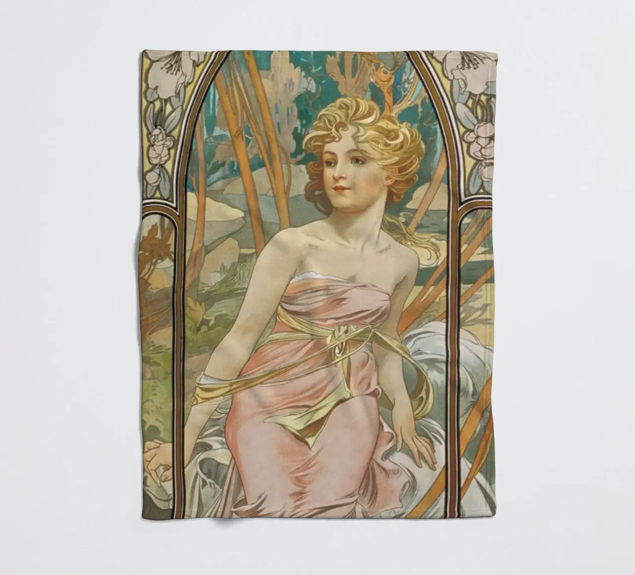 Alfons Mucha - Risveglio mattutino coperta in pile da ARTOTHEK