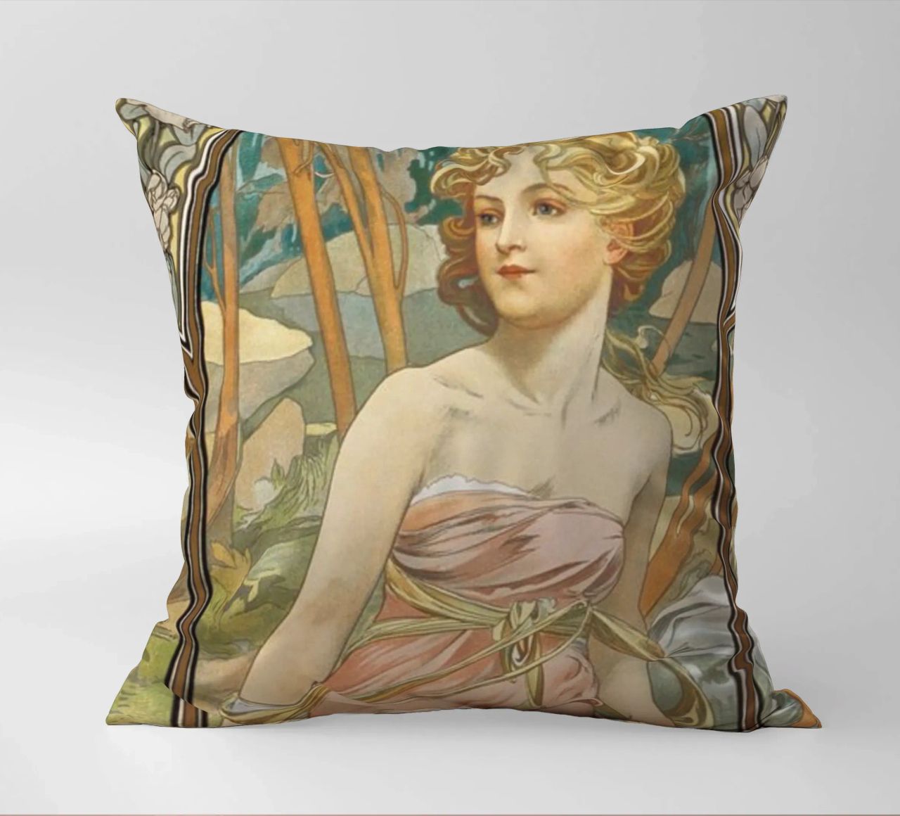 Alfons Mucha - Risveglio mattutino cuscino da ARTOTHEK