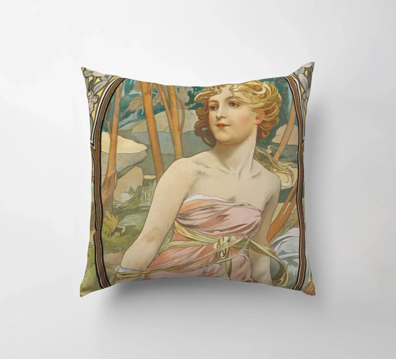 Alfons Mucha - Risveglio mattutino cuscino da ARTOTHEK
