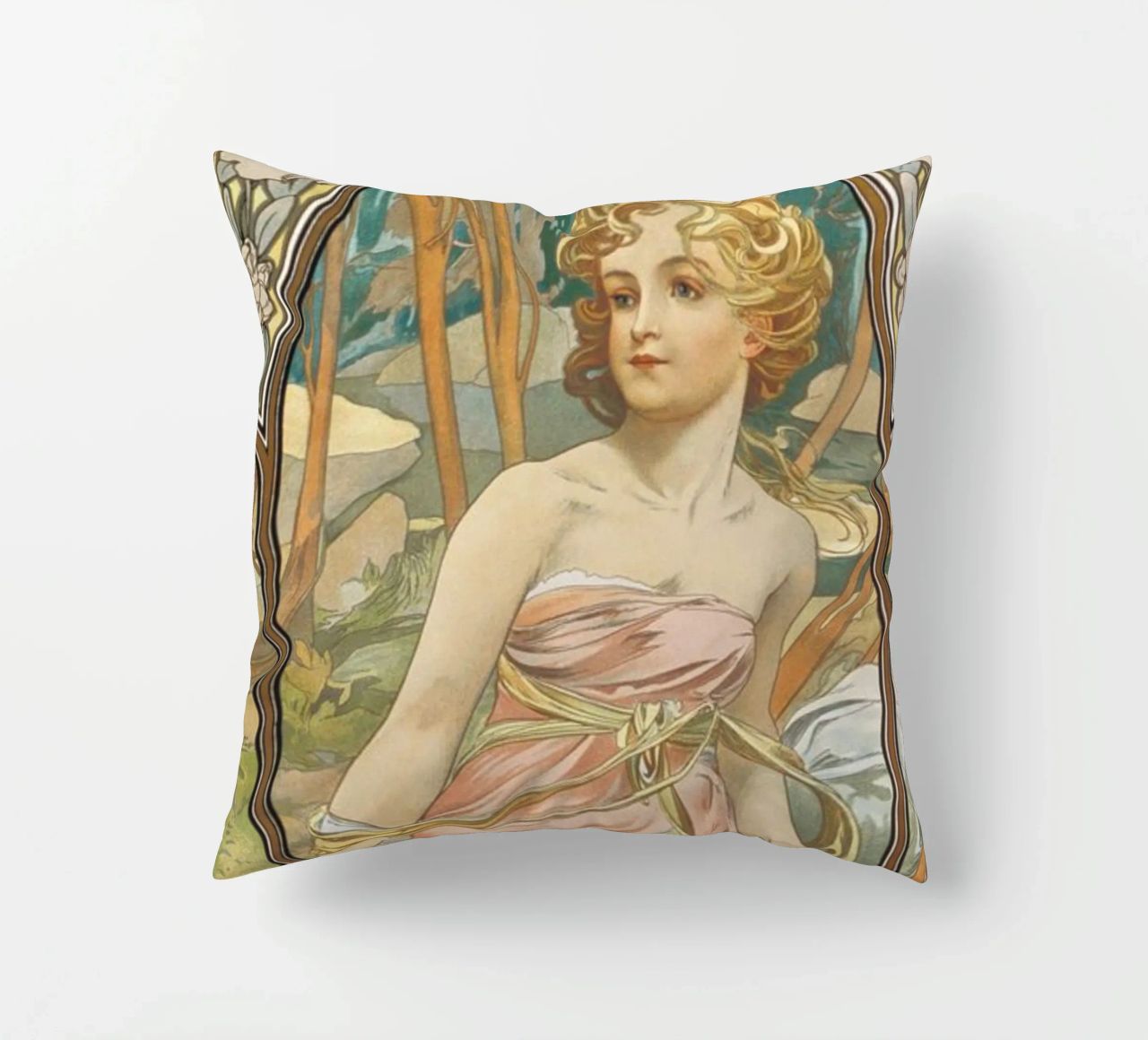 Alfons Mucha - Risveglio mattutino cuscino da ARTOTHEK