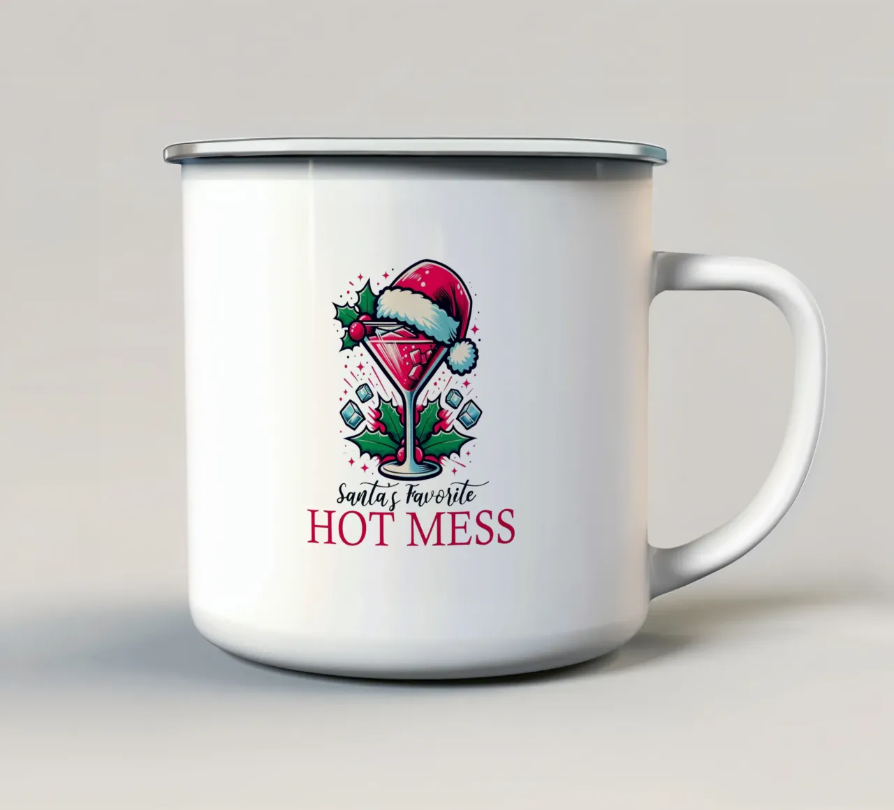 Santa's favorite hot mess tazza in smalto da edsonramosart