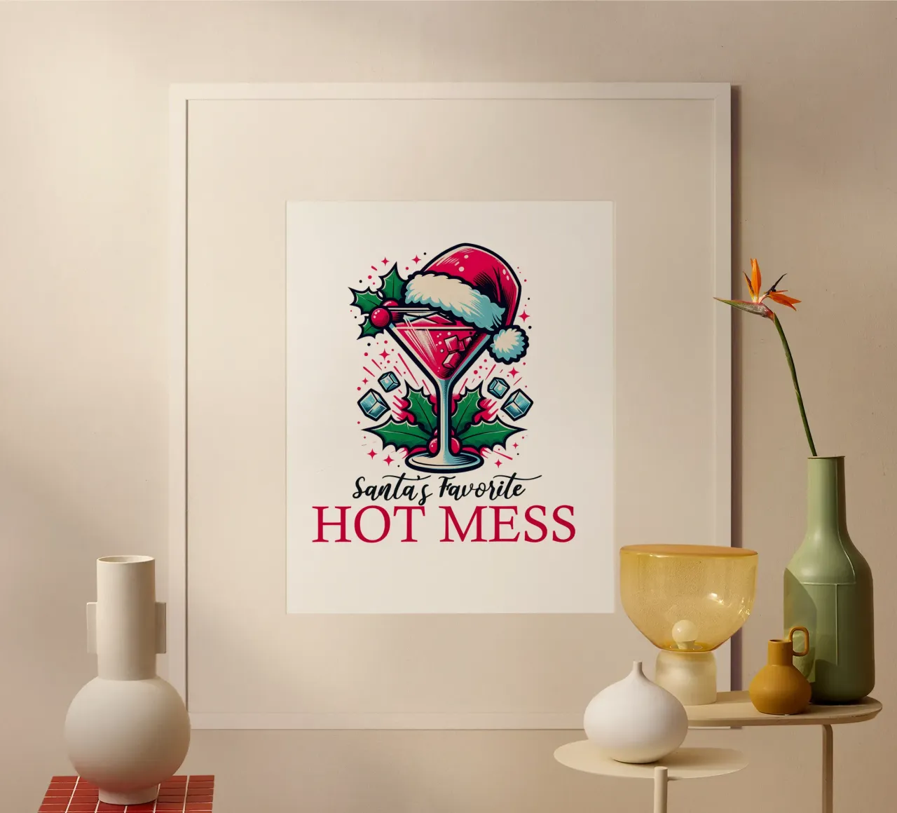 Santa's favorite hot mess poster con telaio in plastica da edsonramosart