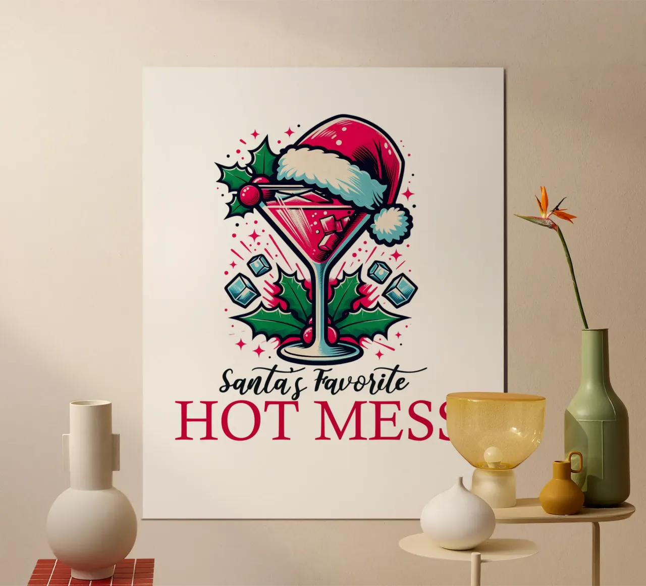 Santa's favorite hot mess poster con telaio in plastica da edsonramosart