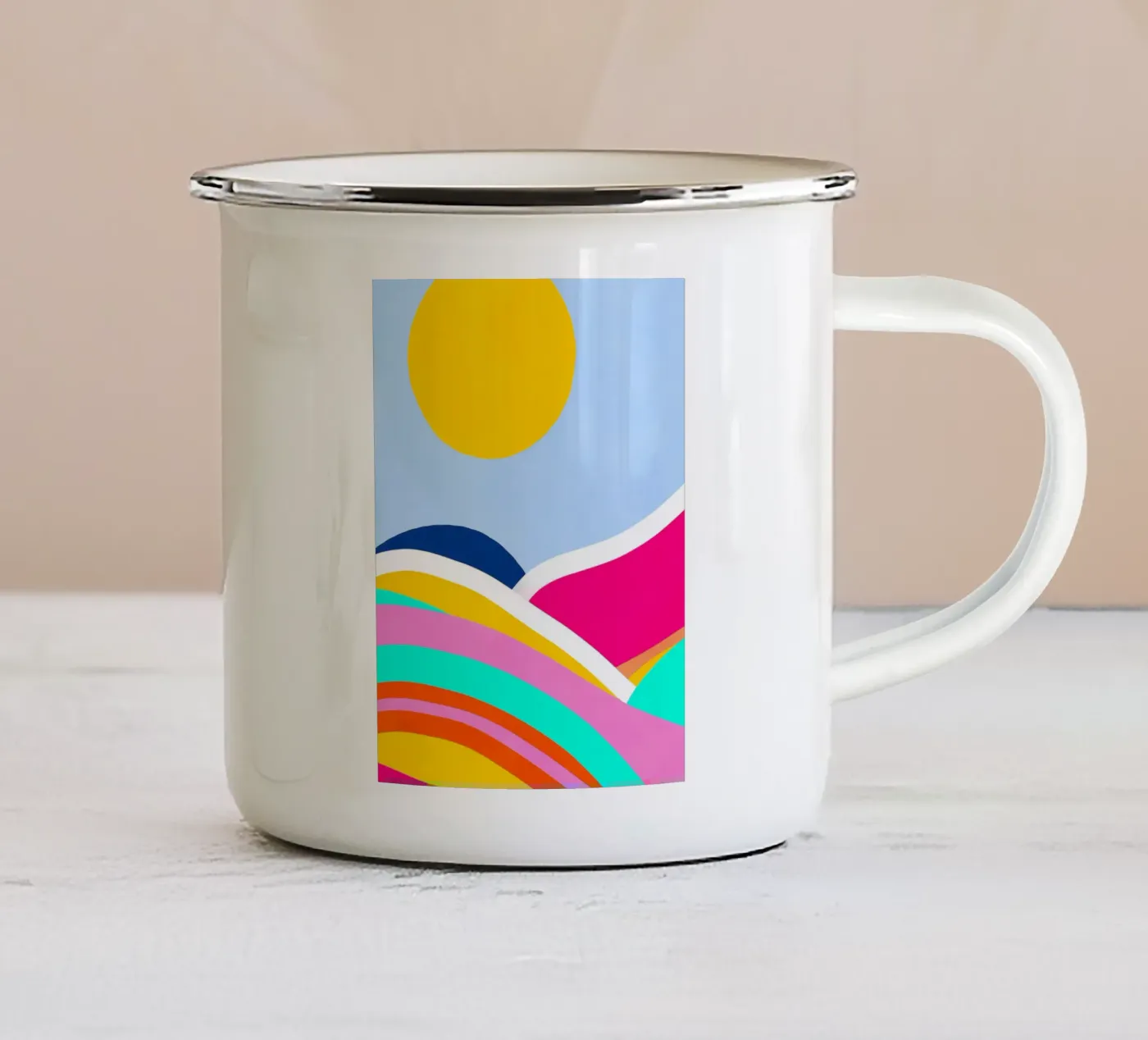 Sunset waves enamel mug by Mathudace Créas
