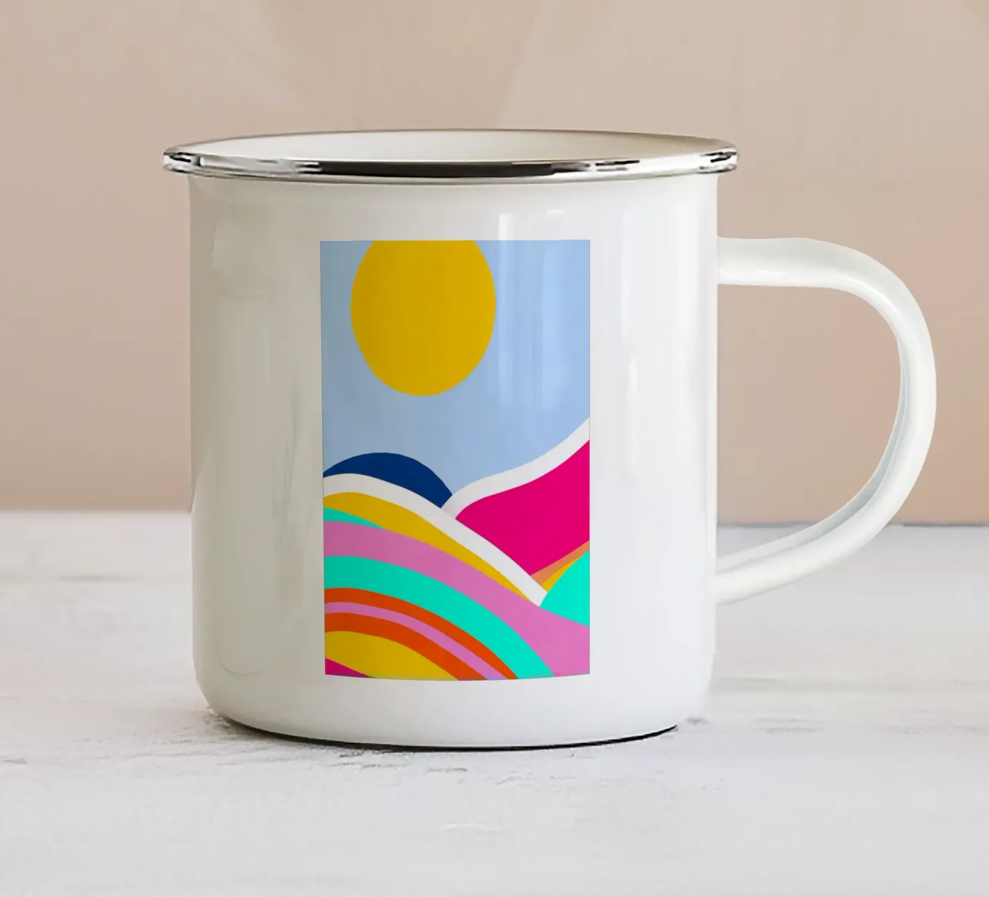 Sunset waves enamel mug by Mathudace Créas