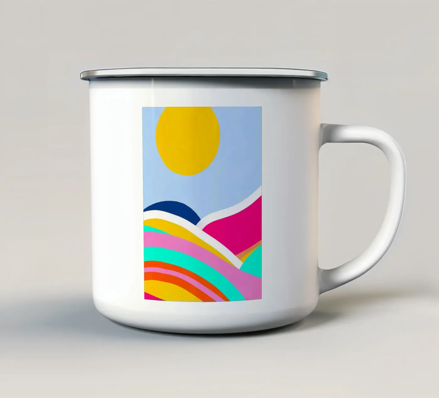 Sunset waves enamel mug by Mathudace Créas