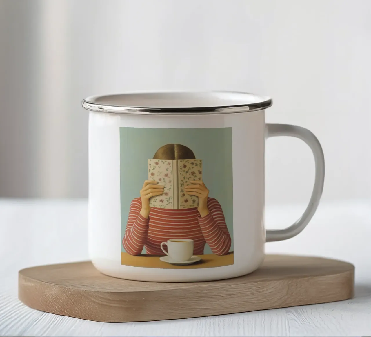 Ragazza che legge tazza in smalto da IamHomeStudio
