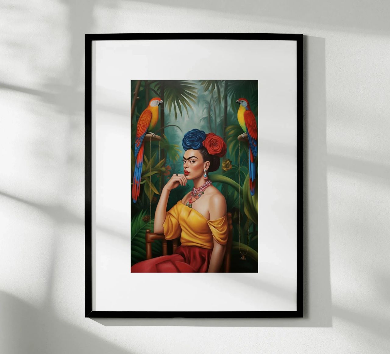 Frida Perroquets de la jungle poster de Carinaprint