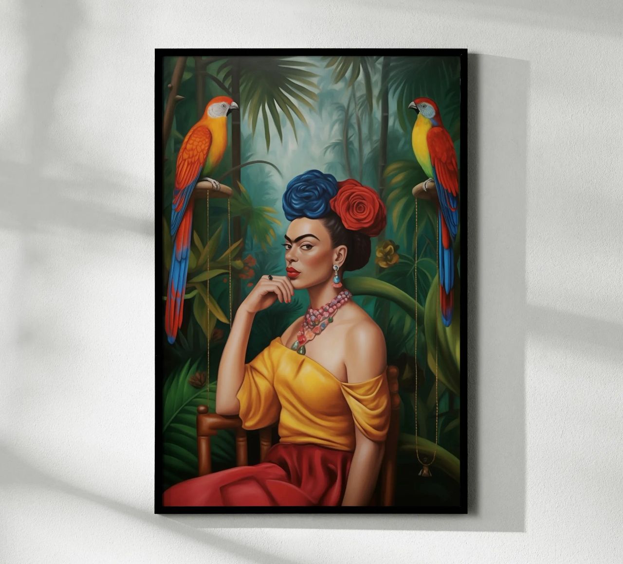 Frida Perroquets de la jungle poster de Carinaprint