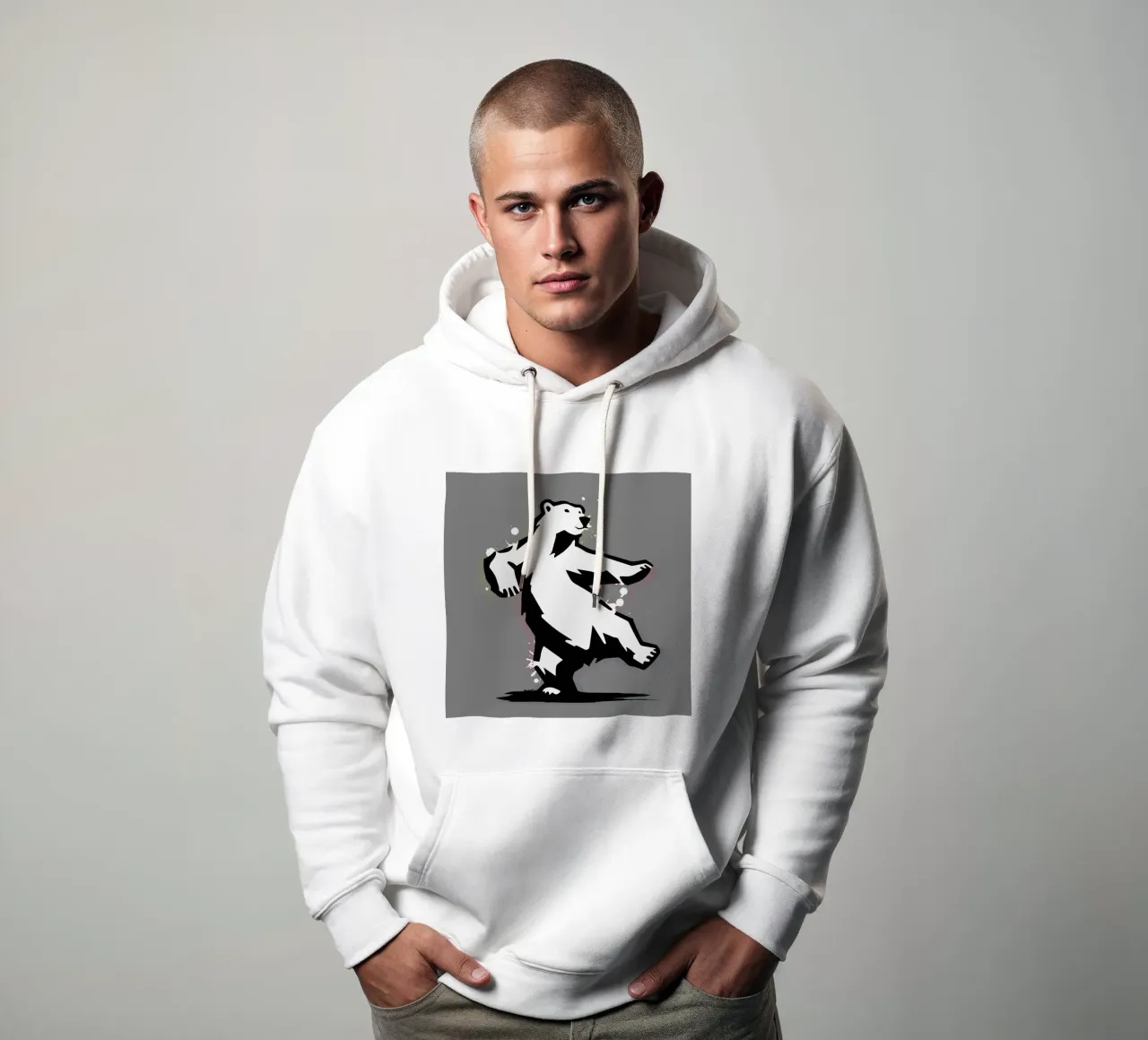 Orso polare danzante in stile stencil felpa con cappuccio da namosh