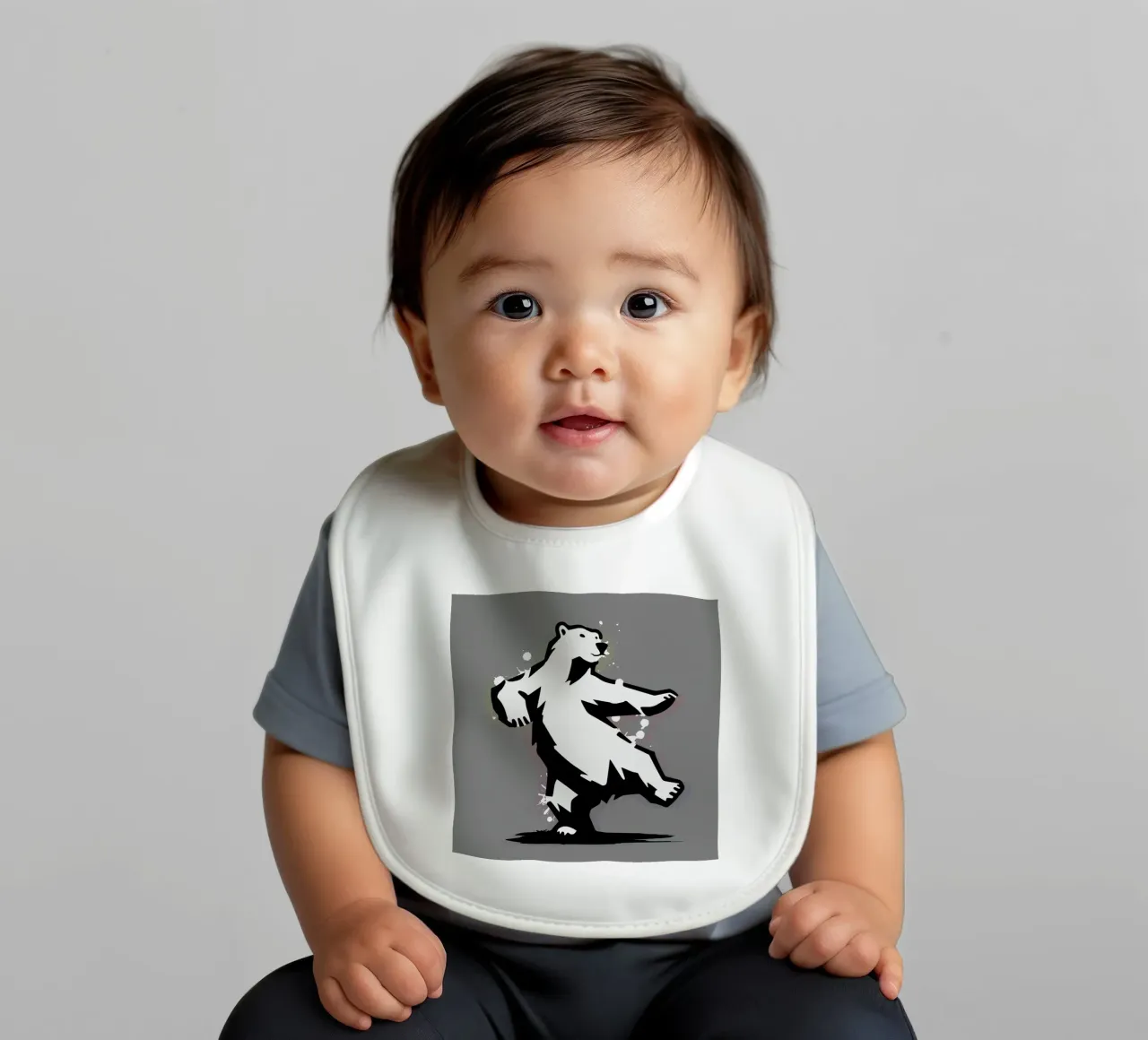 Orso polare danzante in stile stencil bavaglino da namosh