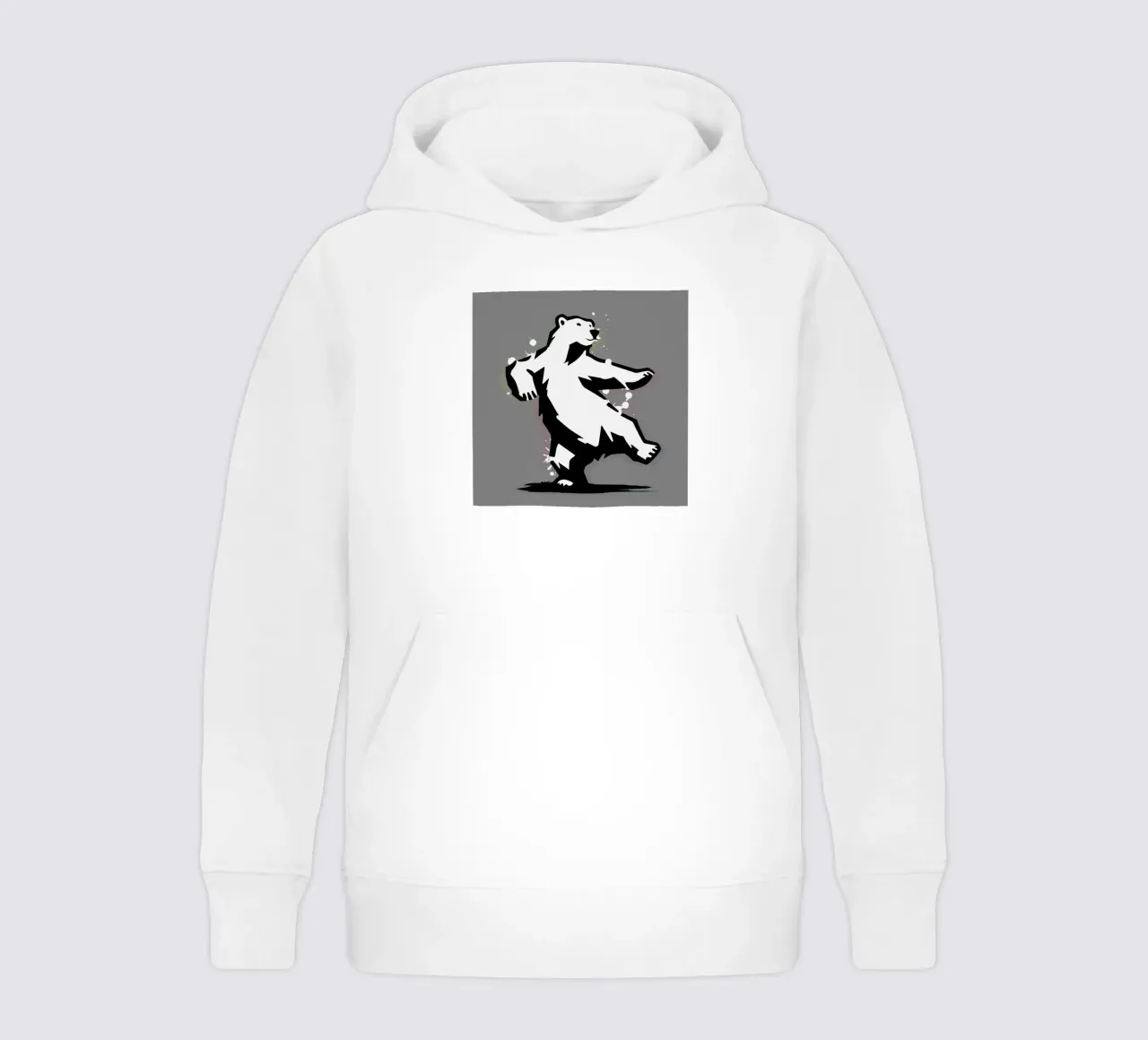 Dancing polar bear in stencil style kids hoodie by namosh