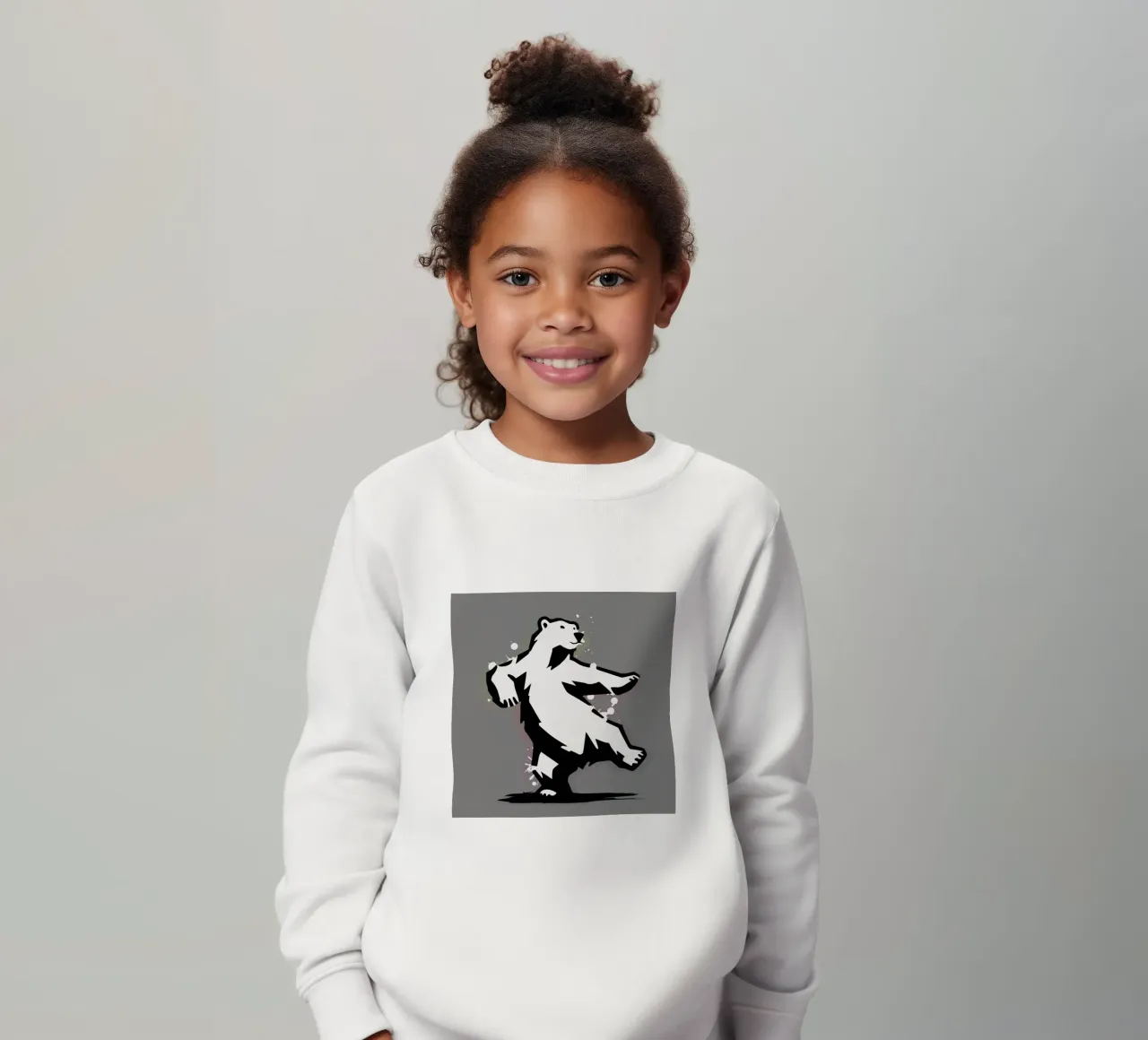 Orso polare danzante in stile stencil felpa bambino da namosh