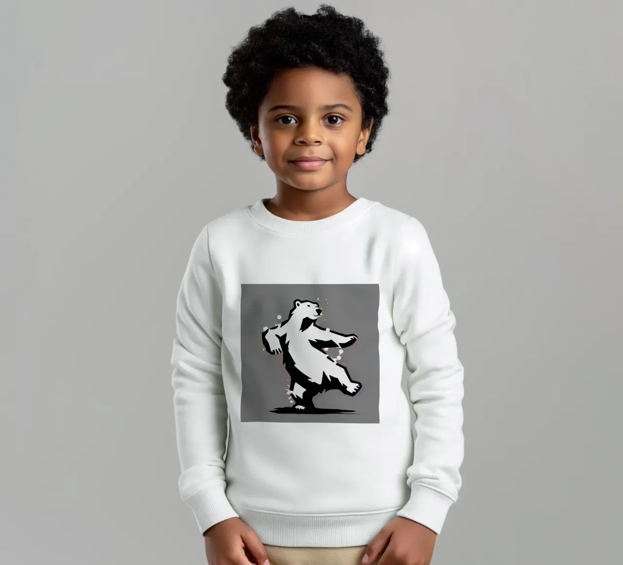 Orso polare danzante in stile stencil felpa bambino da namosh