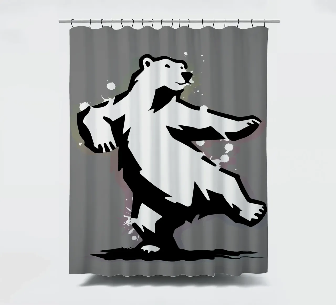 Orso polare danzante in stile stencil tenda da doccia da namosh