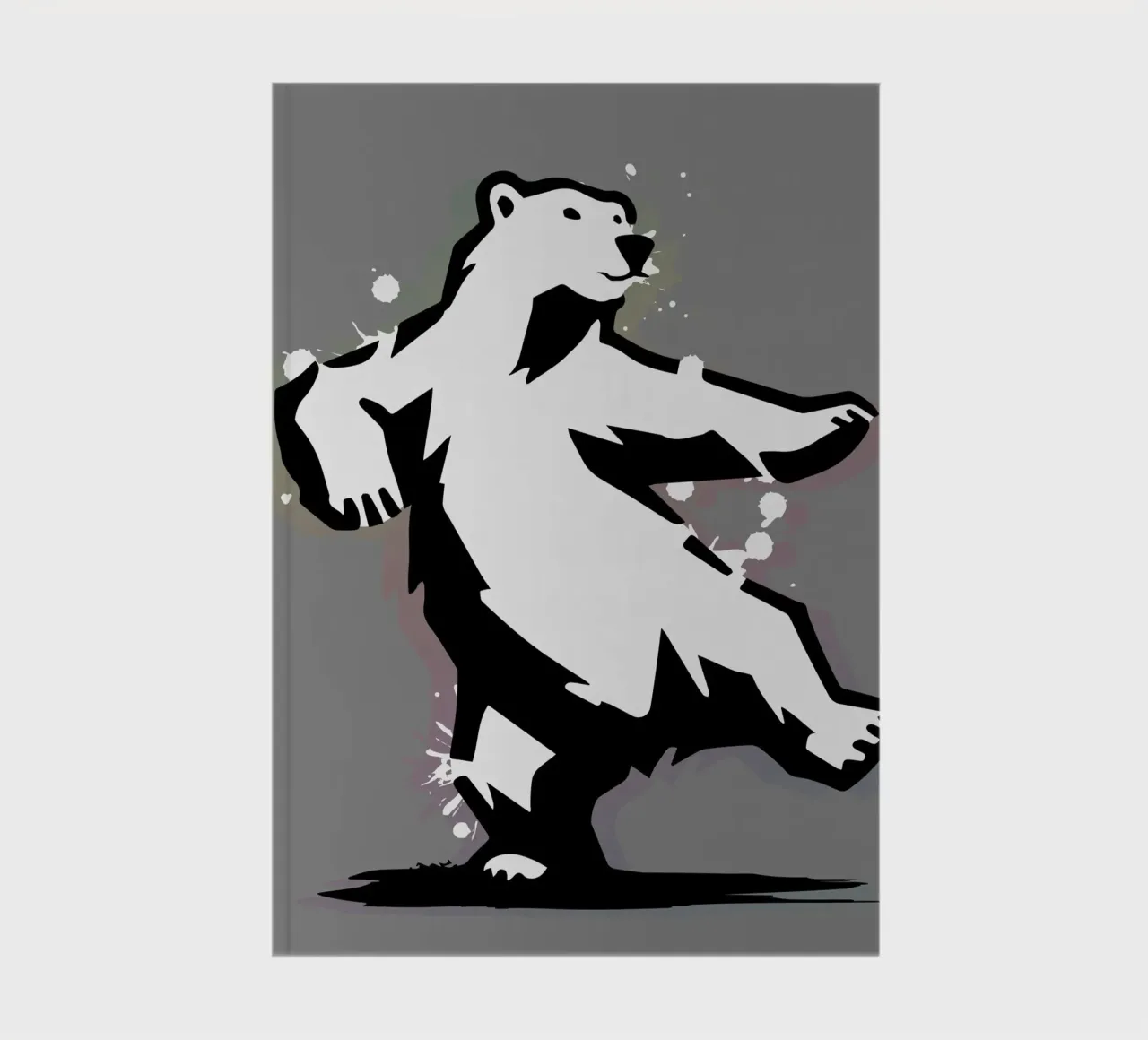 Dancing polar bear in stencil style notebook by namosh