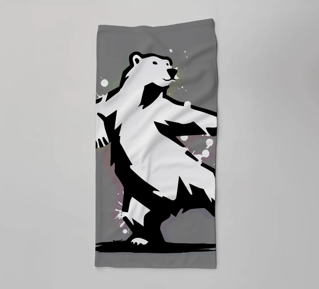Orso polare danzante in stile stencil asciugamano da bagno da namosh