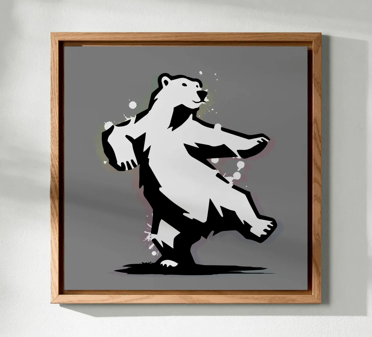 Orso polare danzante in stile stencil alluminio dibond da namosh