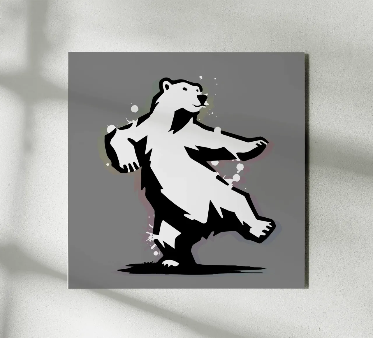 Orso polare danzante in stile stencil alluminio dibond da namosh