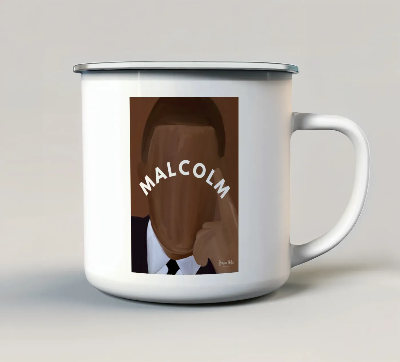 Malcolm's Reflection emaille mok van Mathudace Créas