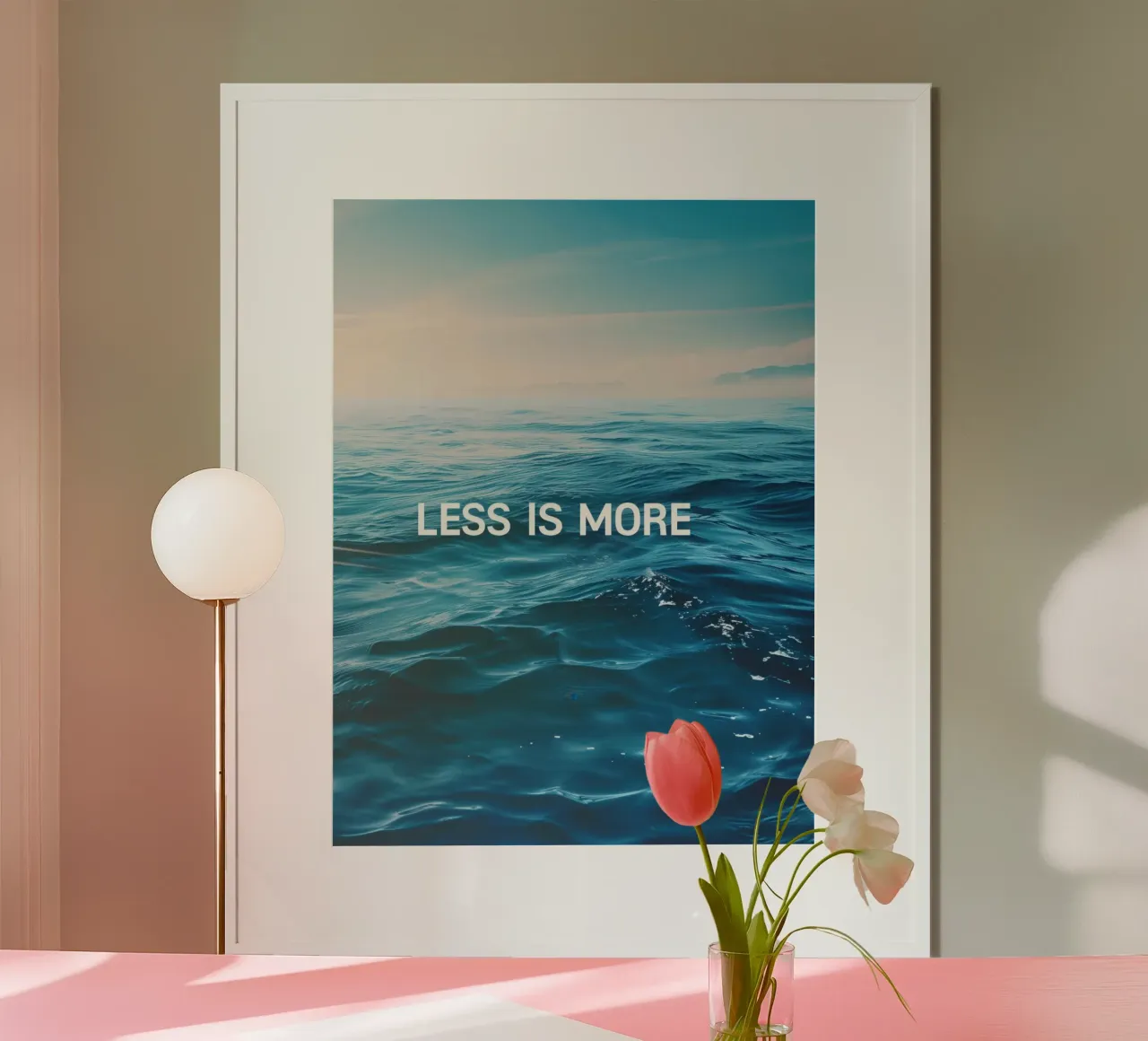 Moins, c'est plus | Affiche de motivation poster avec cadre en bois de Autofocus