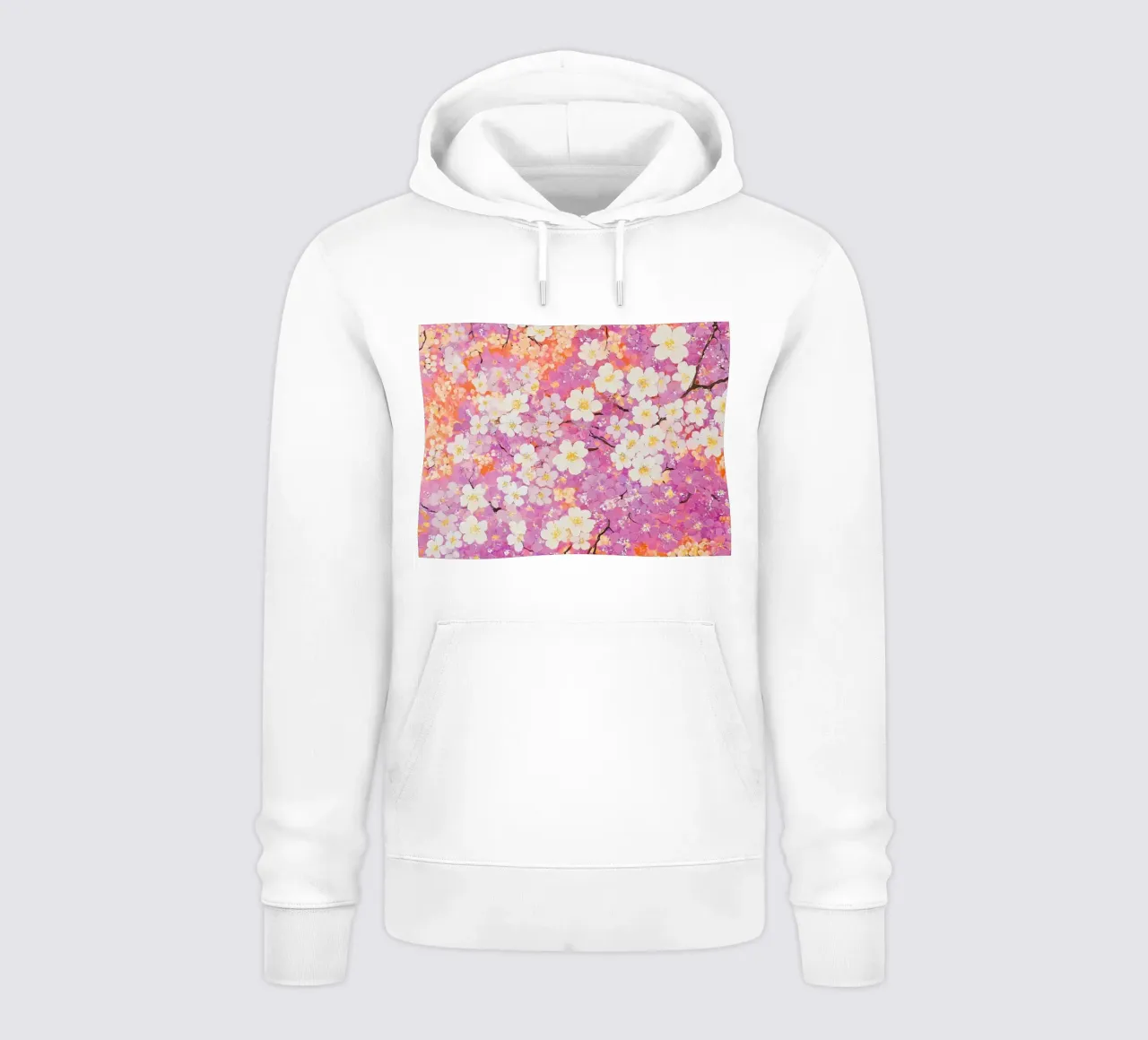 Fiori bianchi e rosa felpa con cappuccio da IamHomeStudio