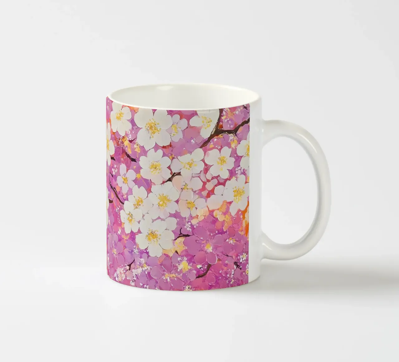 Fiori bianchi e rosa tazza in ceramica da IamHomeStudio