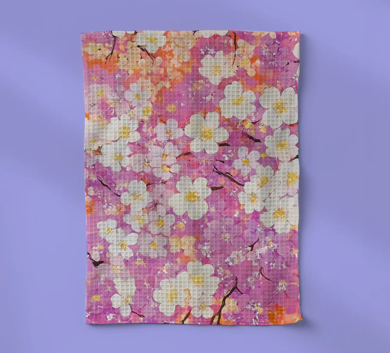 Fiori bianchi e rosa canovaccio da cucina da IamHomeStudio