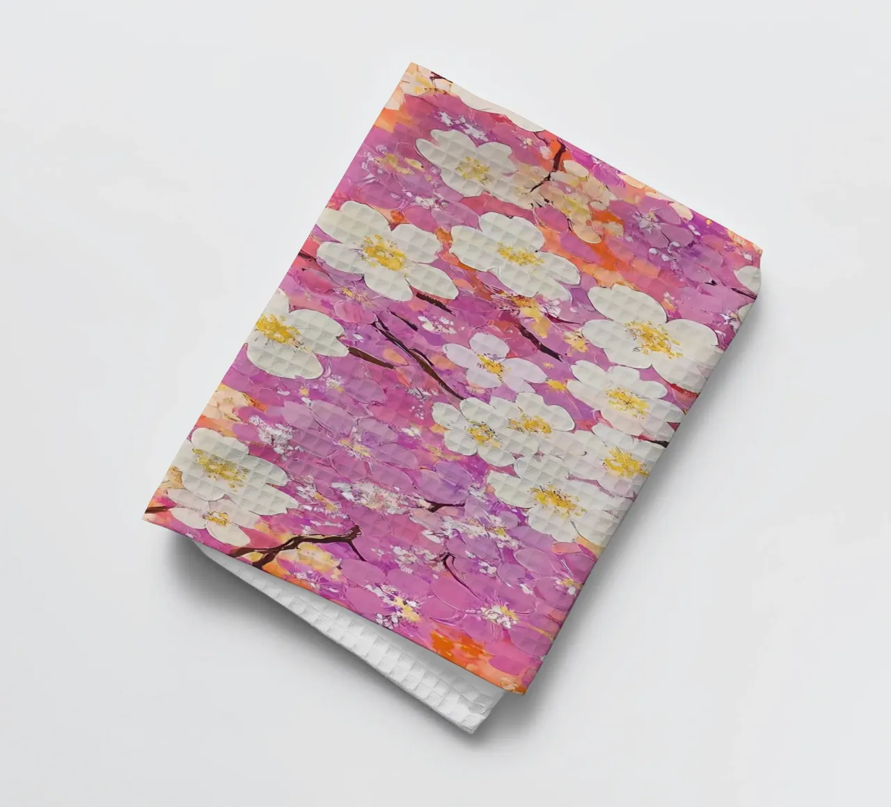 Fiori bianchi e rosa canovaccio da cucina da IamHomeStudio