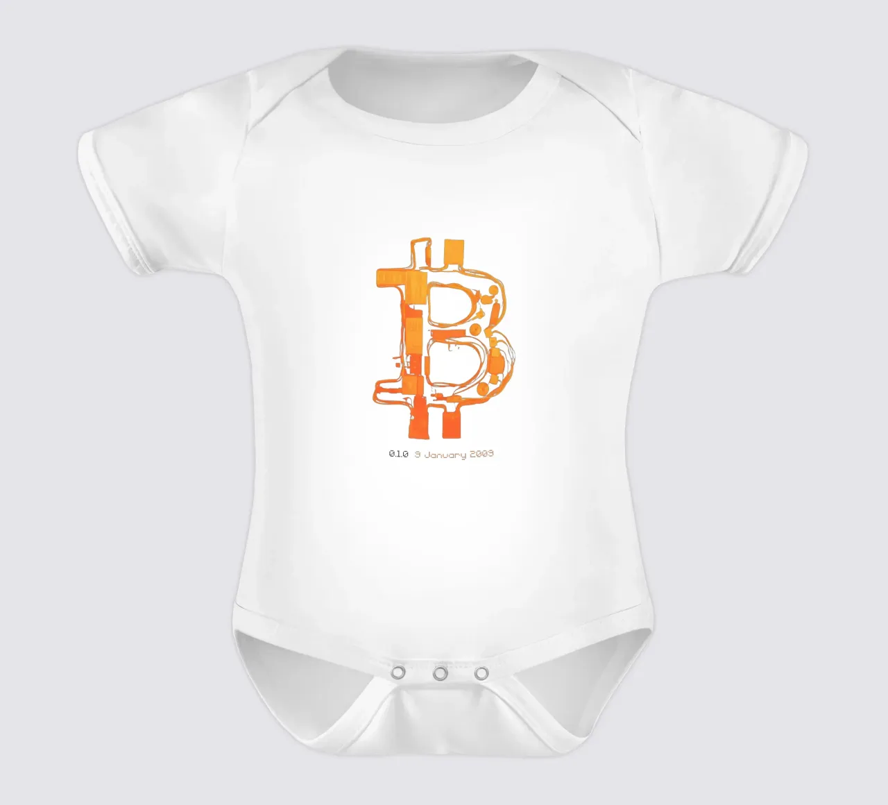 BTC_Trance Orange Burst body neonato maniche corte da Crypto_Jungle