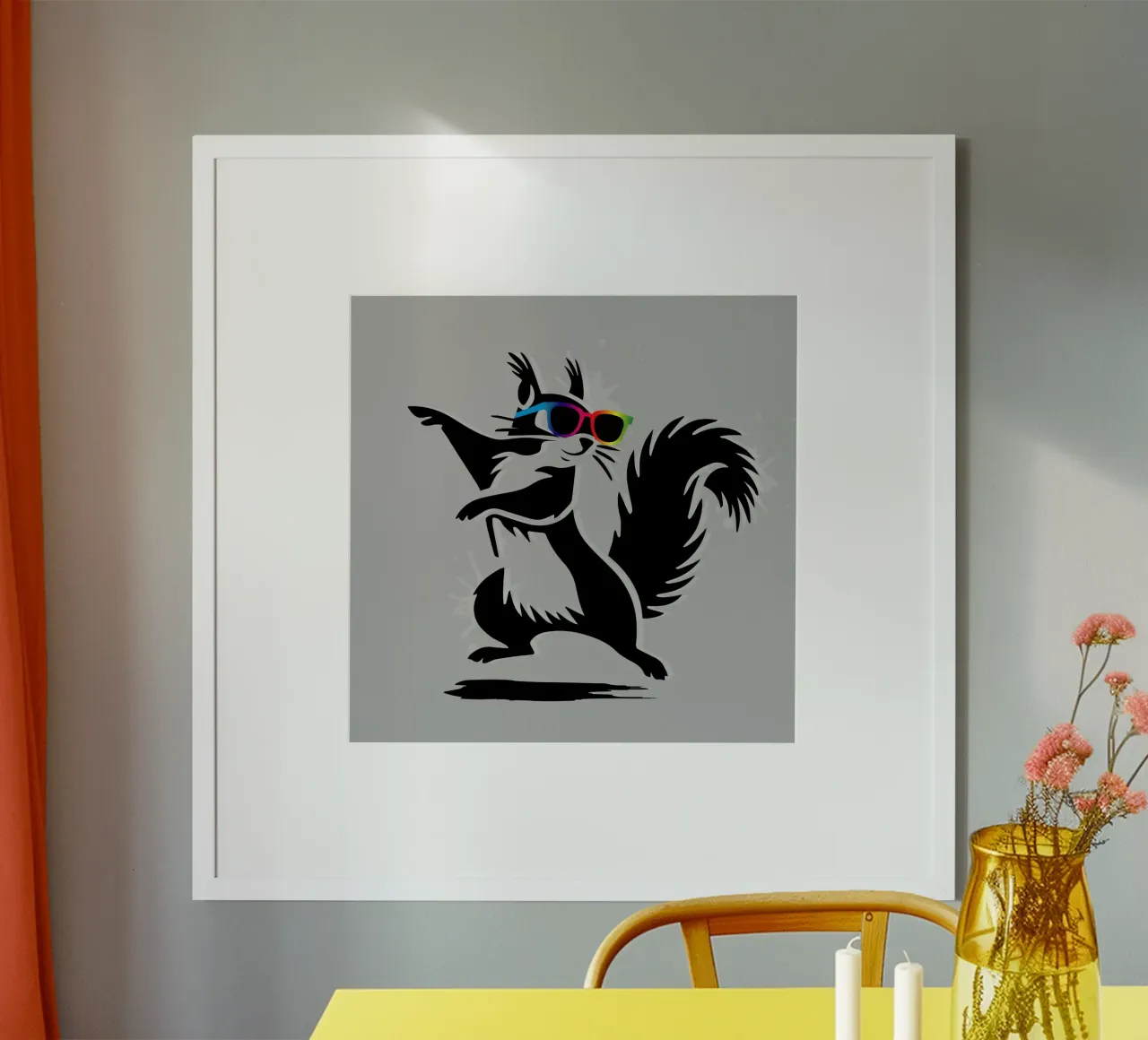 Elegante ardilla con gafas de sol en estilo estarcido poster de namosh