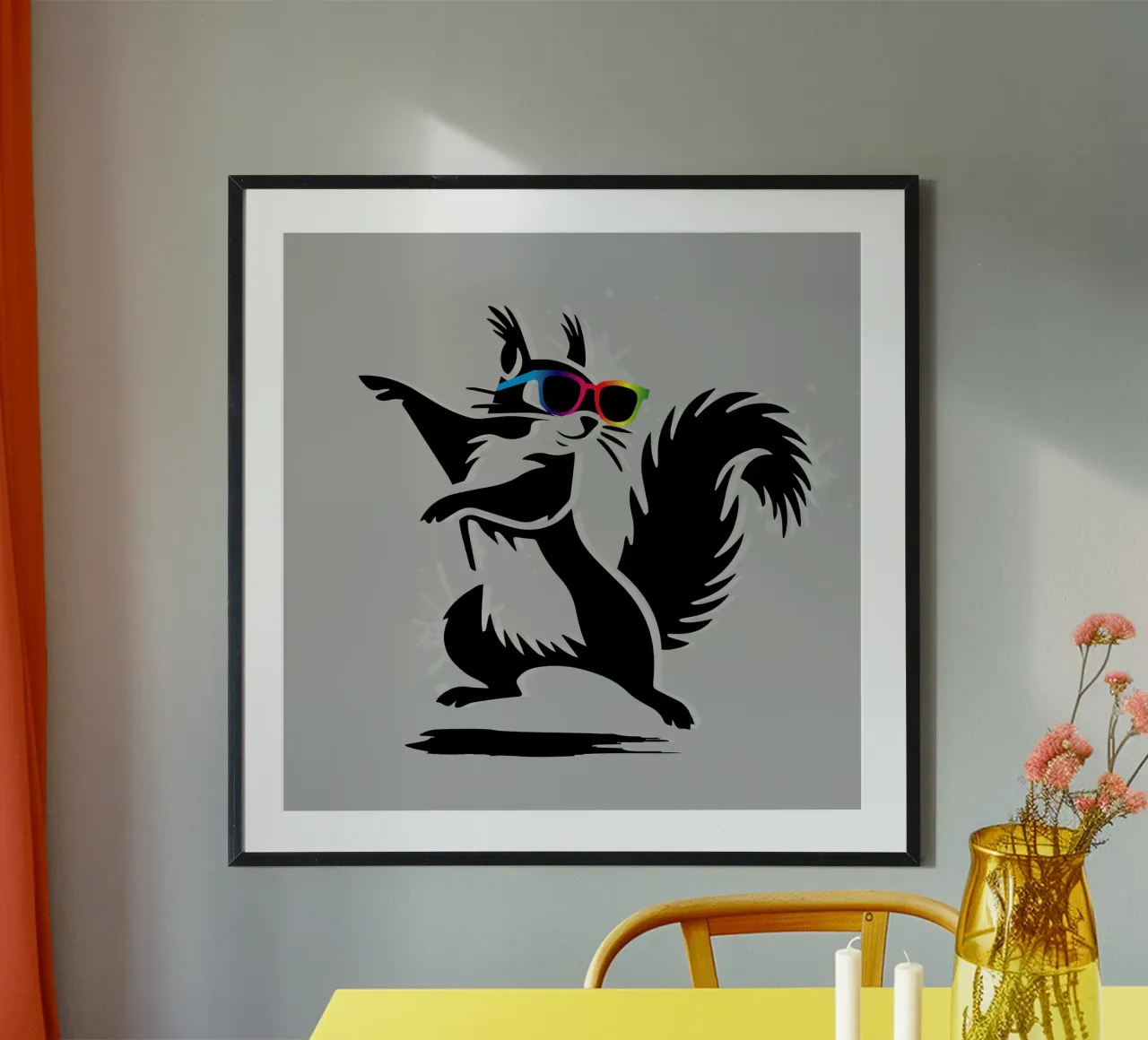 Elegante ardilla con gafas de sol en estilo estarcido poster de namosh