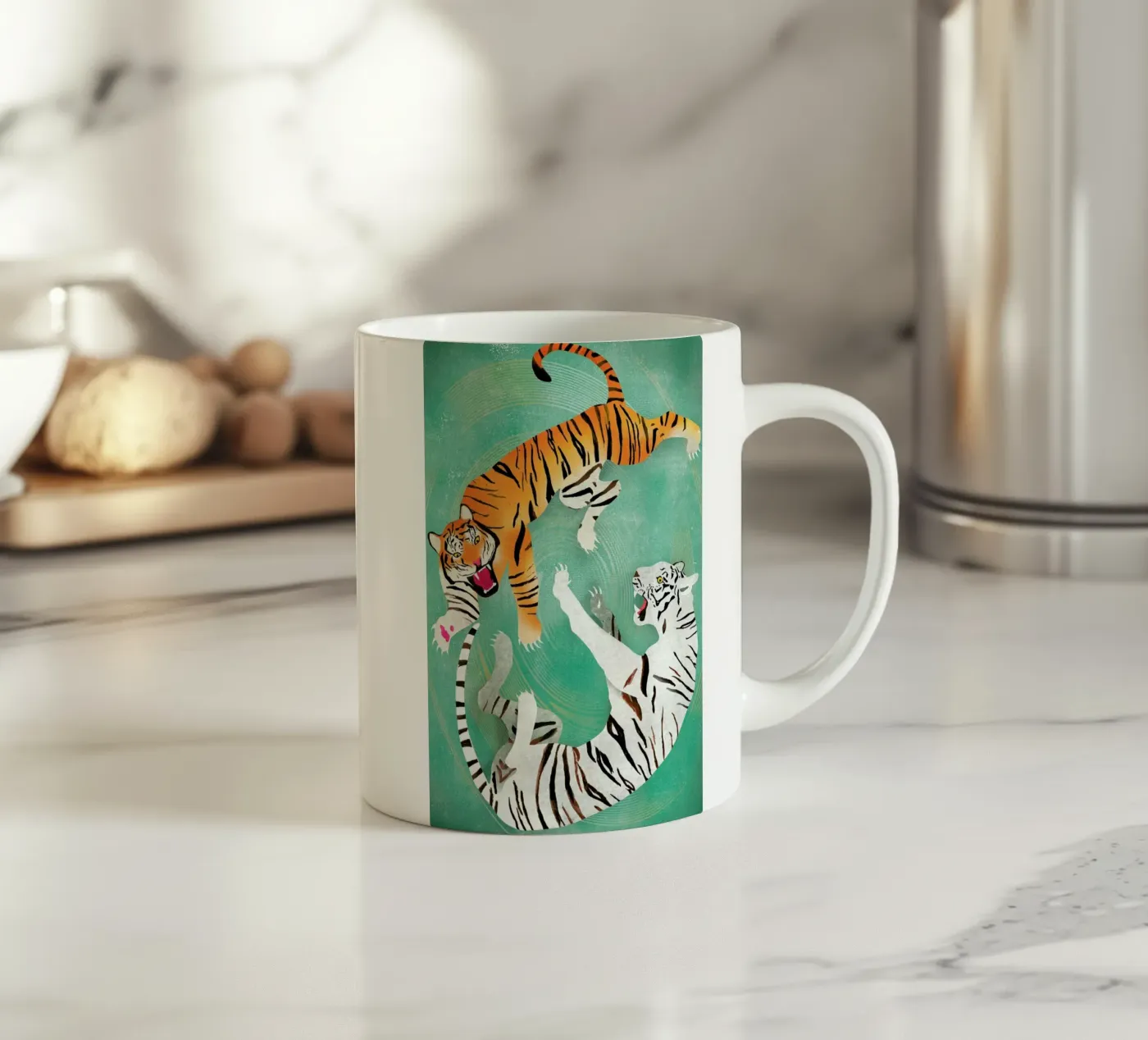 Tigers ceramic mug by Ellen Weinstein