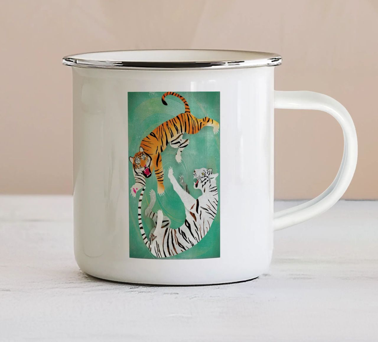 Tigers tazza in smalto da Ellen Weinstein