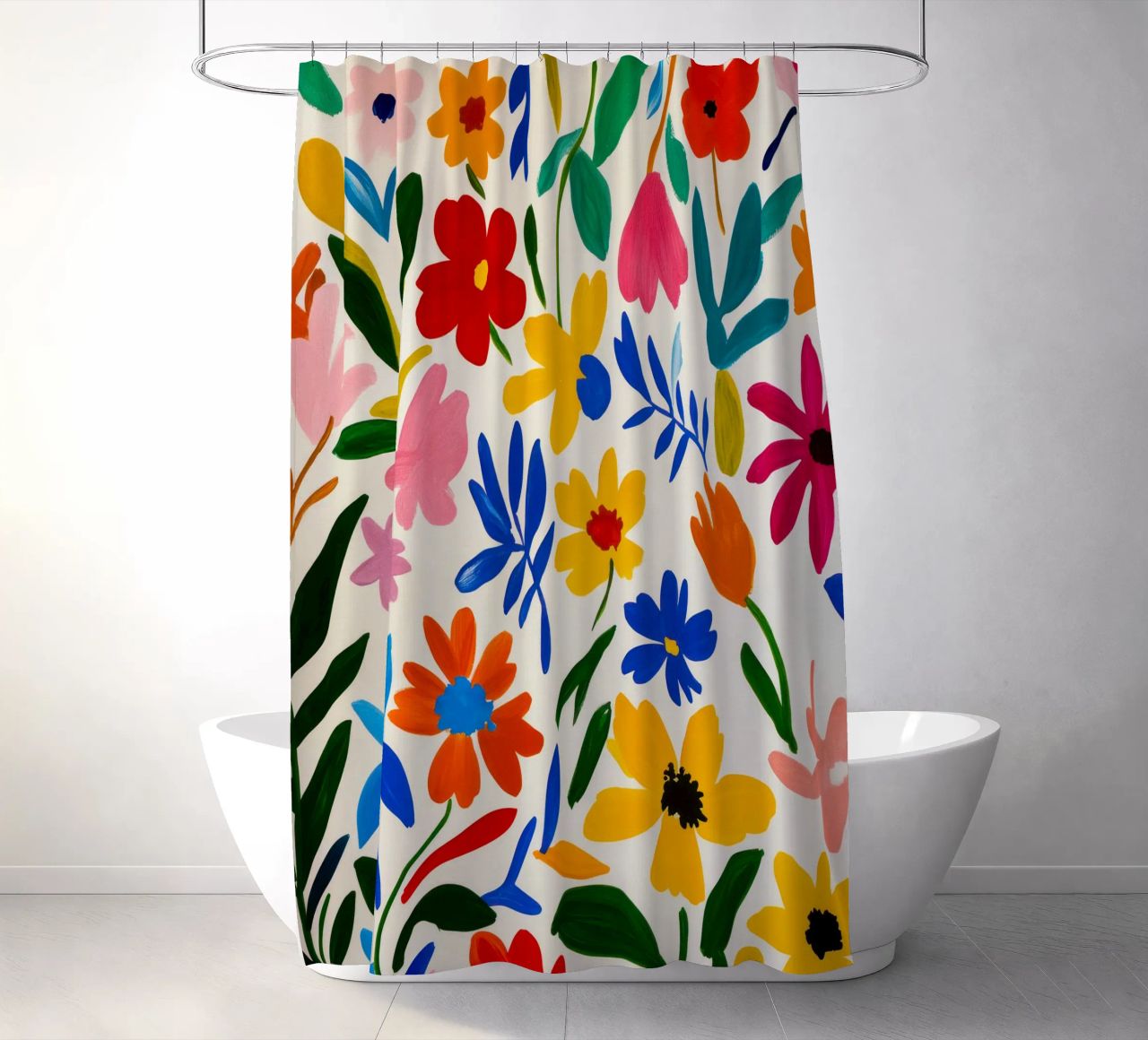 Retro Midcentury Modern Matisse Blumengarten Duschvorhang von Modern Muse