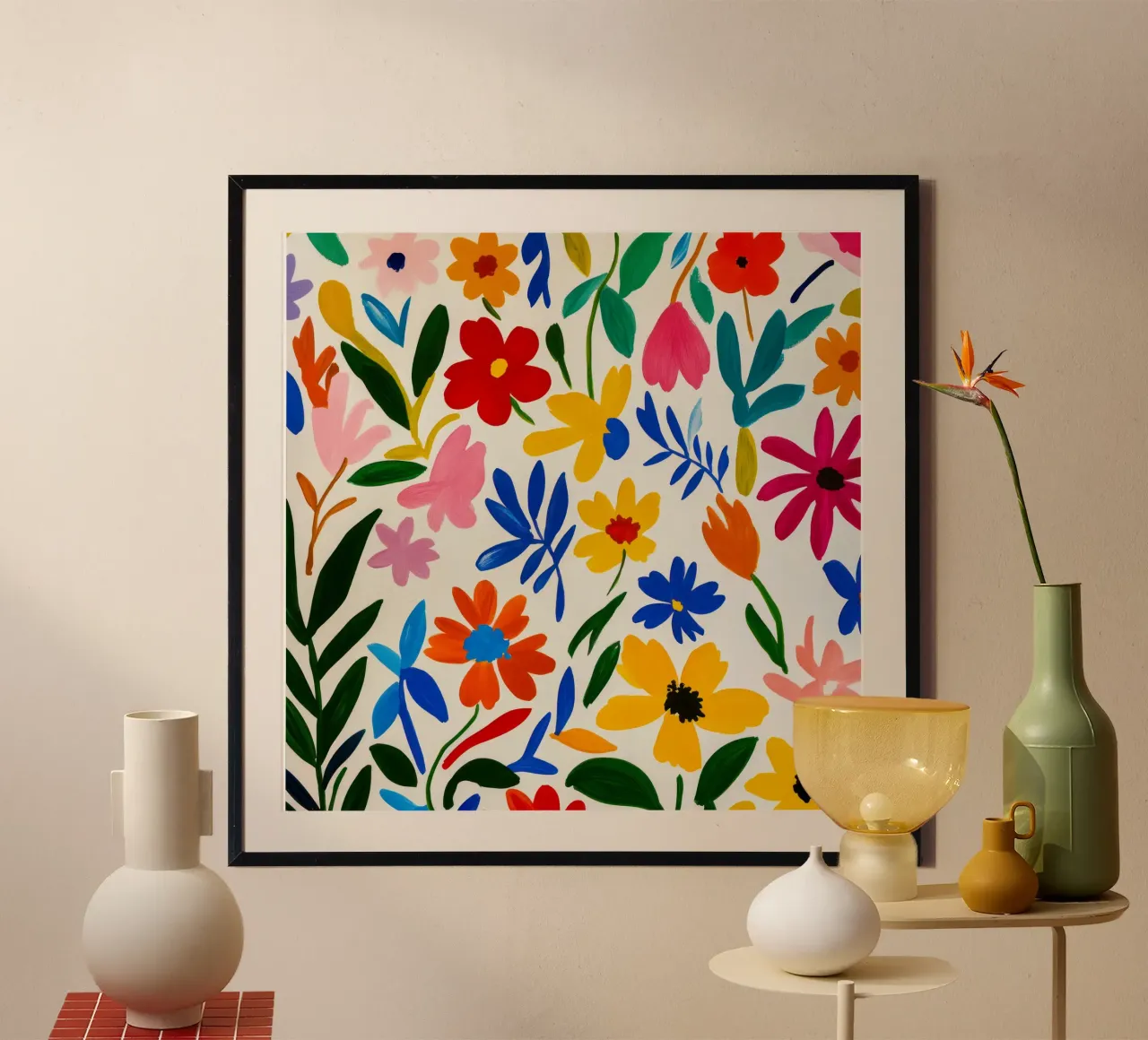 Retro Midcentury Modern Matisse Blumengarten Poster von Modern Muse