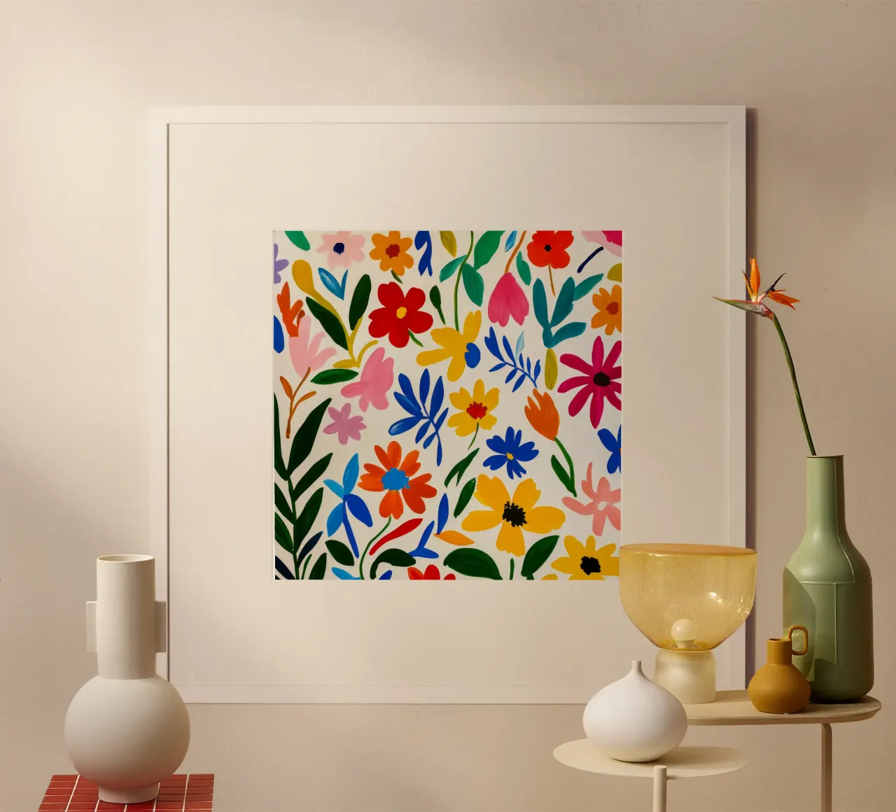 Retro Midcentury Modern Matisse Blumengarten Poster von Modern Muse