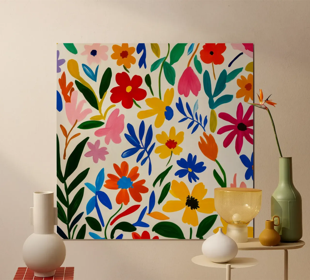 Retro Midcentury Modern Matisse Blumengarten Poster von Modern Muse