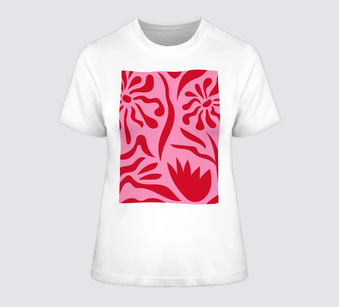 Pink and Red Floral women's fitted t-shirt by Kim Hubball Studio