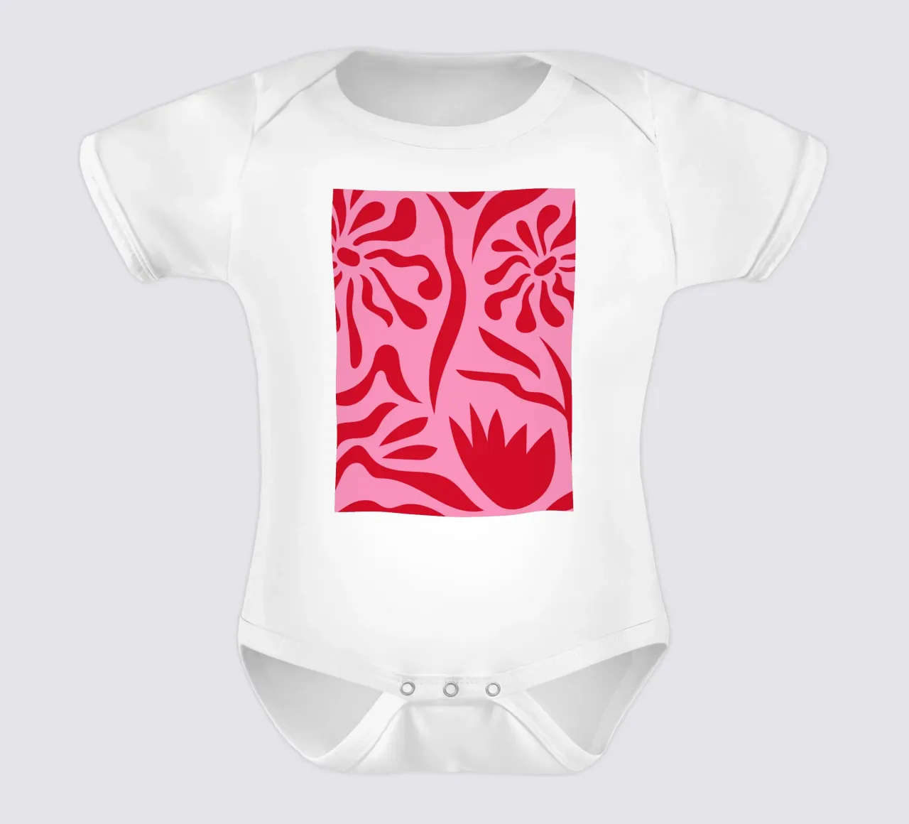 Rosa e rosso floreale body neonato maniche corte da Kim Hubball Studio