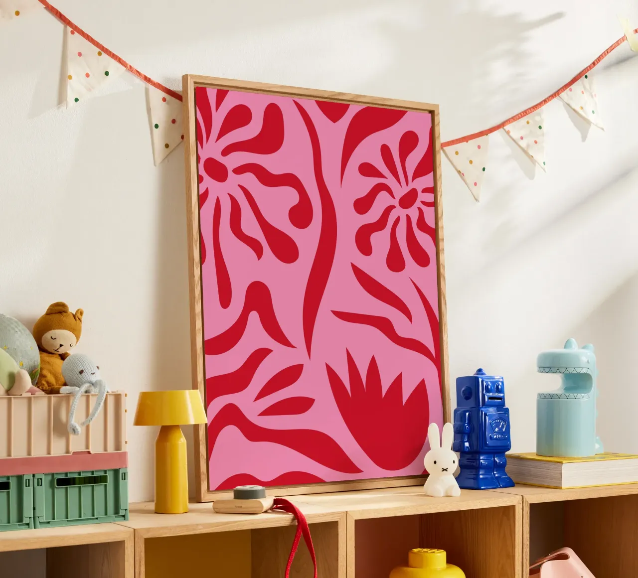 Pink and Red Floral acrylic glass by Kim Hubball Studio