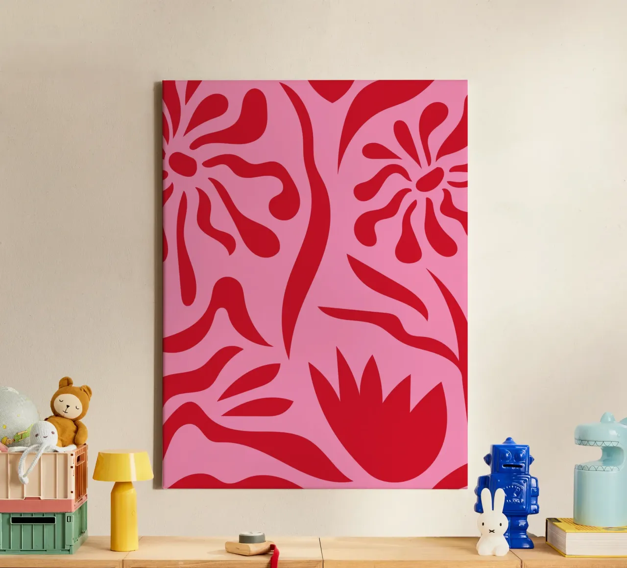 Rosa e rosso floreale tela con Cornice a cassetta da Kim Hubball Studio