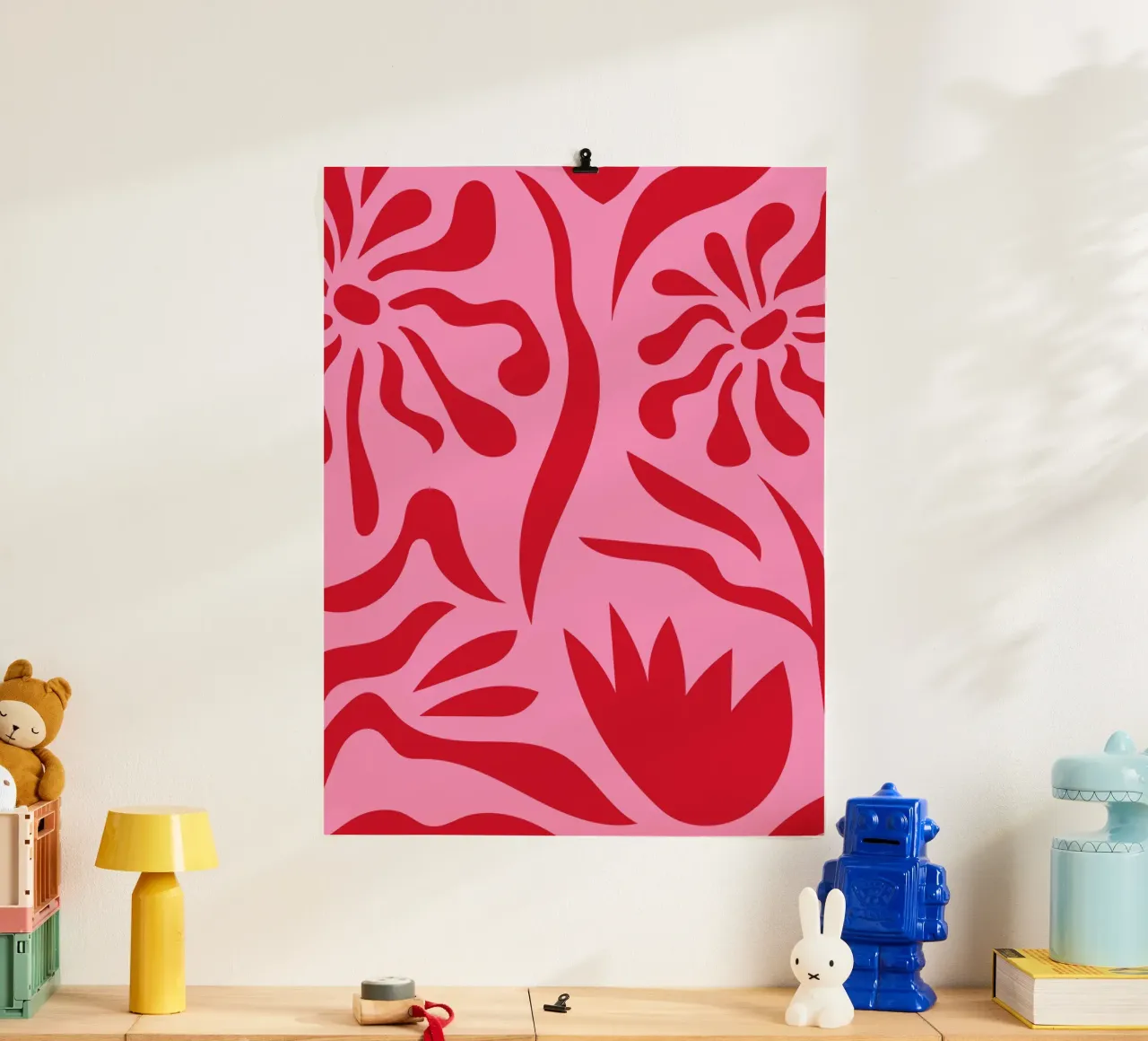 Rosa e rosso floreale poster da Kim Hubball Studio