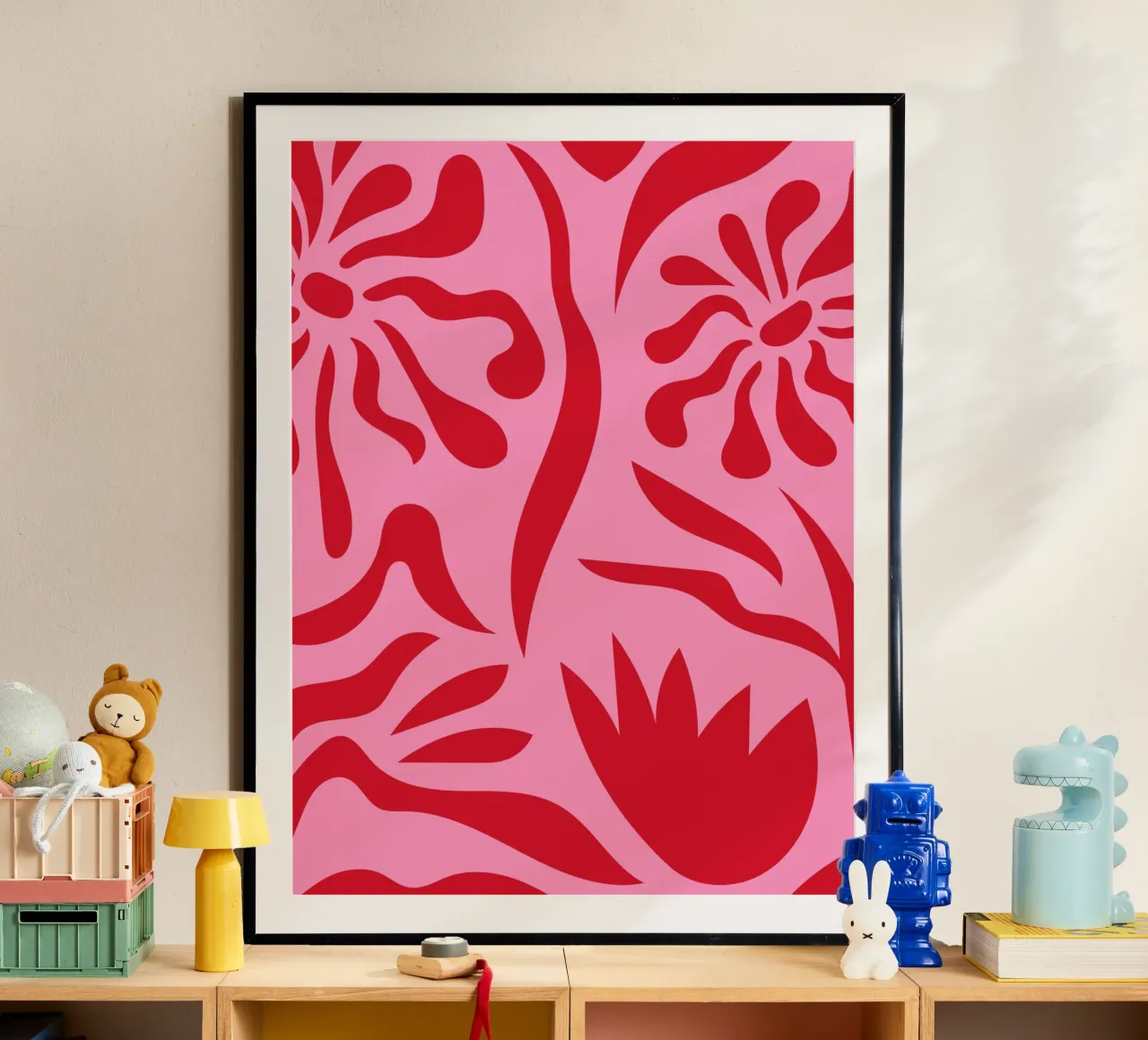 Rosa e rosso floreale poster da Kim Hubball Studio