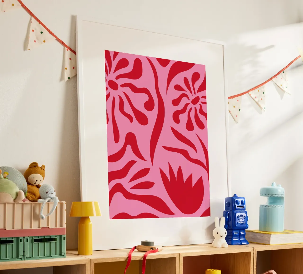 Rosa e rosso floreale poster da Kim Hubball Studio