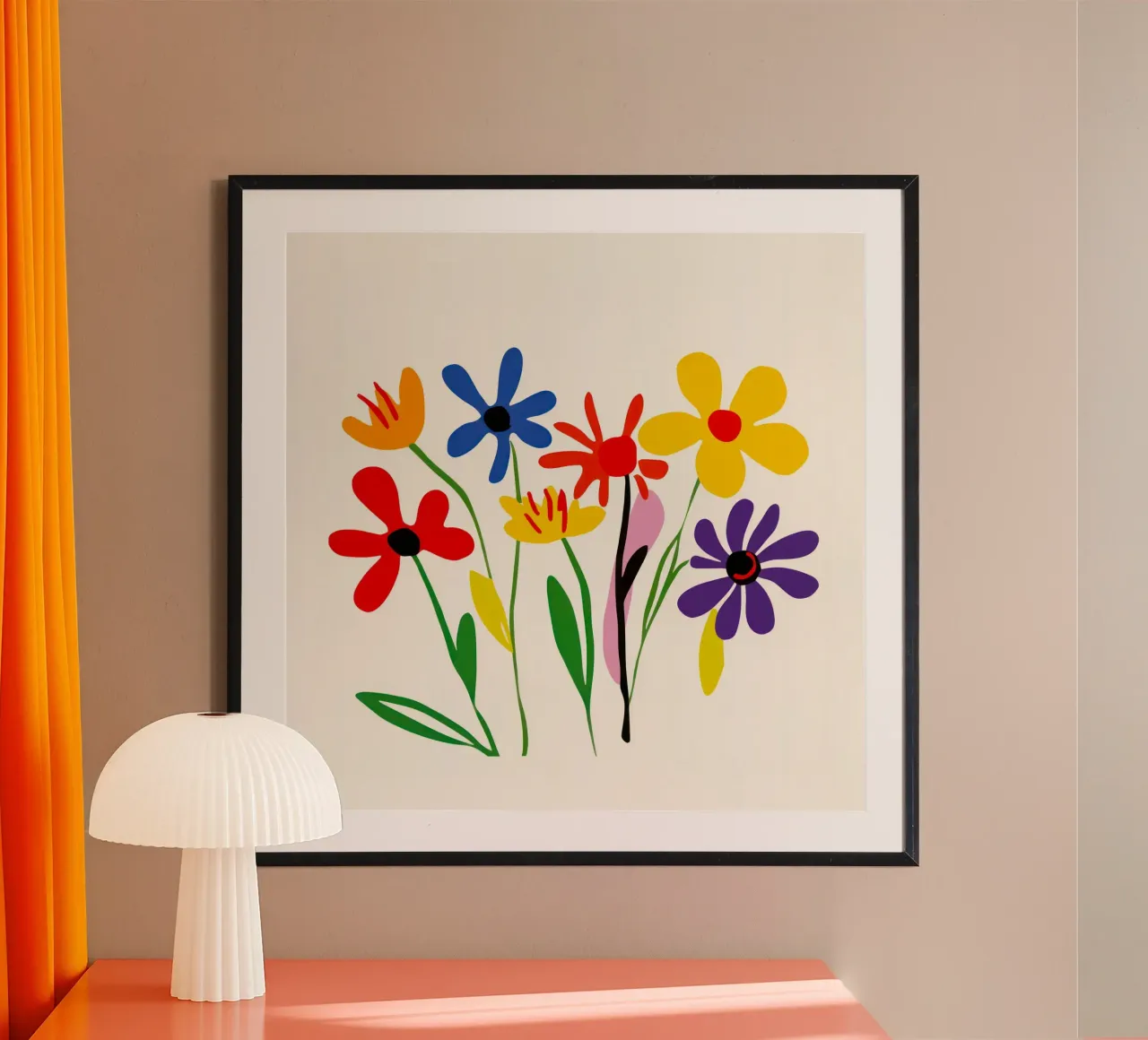 Fiori ingenui di Matisse Giardino moderno del Medioevo poster con telaio in legno da Modern Muse