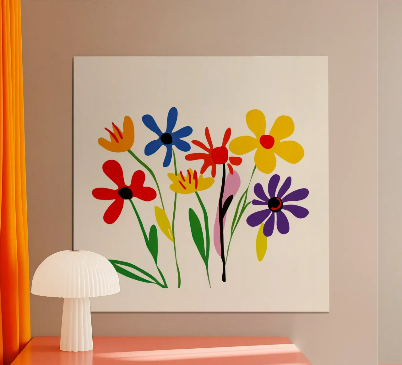 Fiori ingenui di Matisse Giardino moderno del Medioevo poster con telaio in legno da Modern Muse